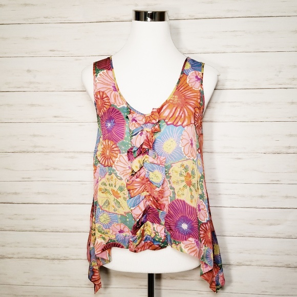 Anthropologie Tops - Anthropologie Leifsdottir Floral Silk Tank Size 2